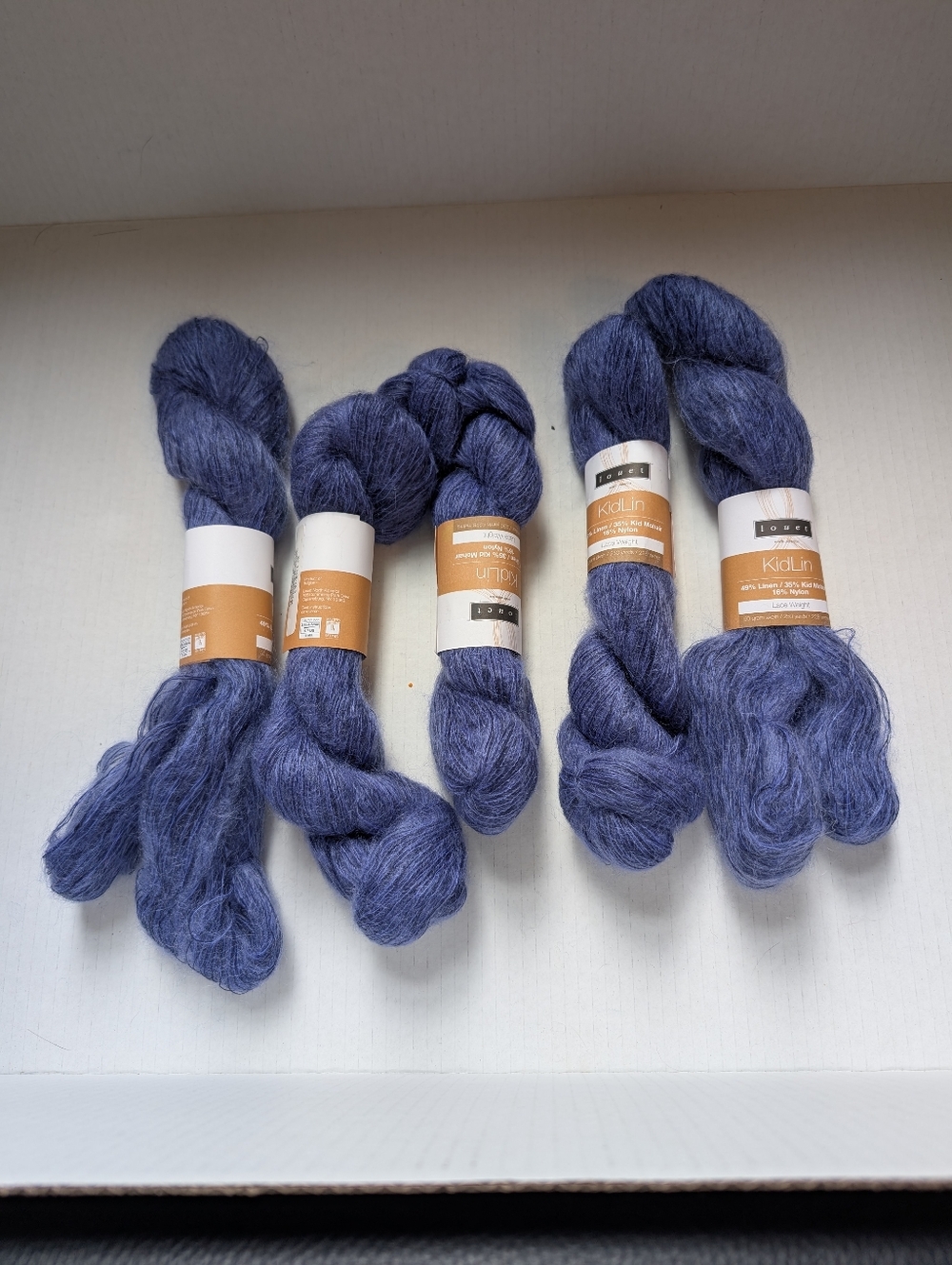 Louet Kidlin Linen/Mohair Yarn Skeins -  5 X 50 Grams BNWT